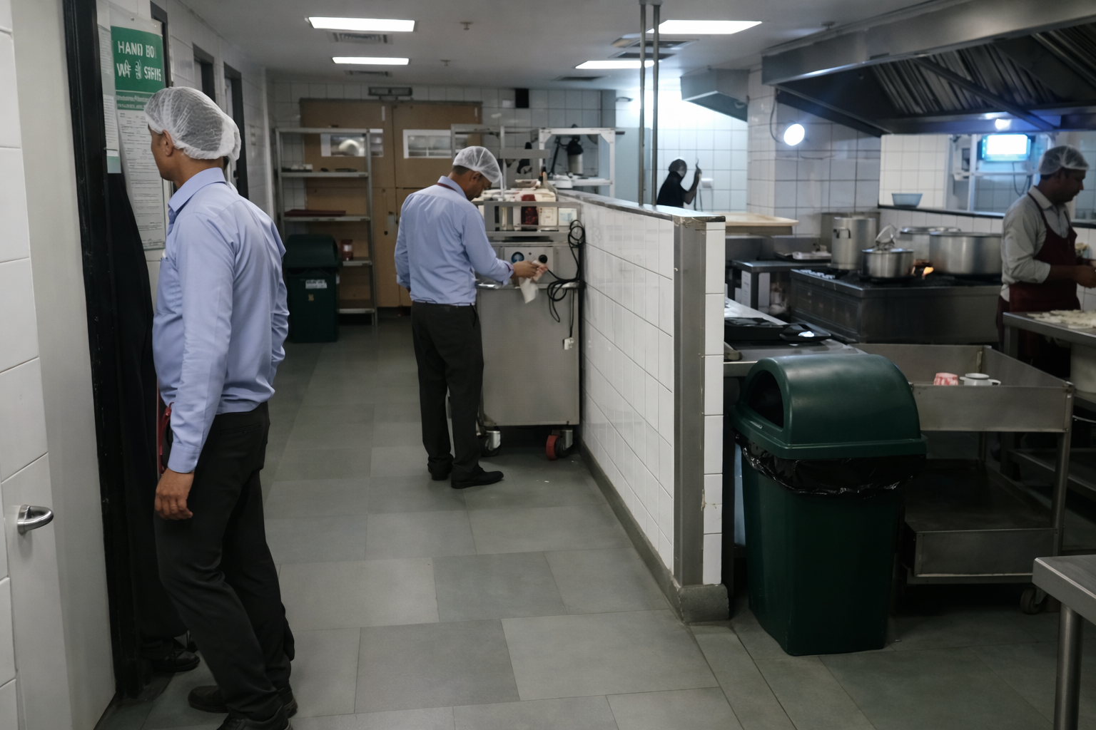 Fresh organic vegetables including red tomatoes, green peppers, and leafy greens arranged on wooden cutting board